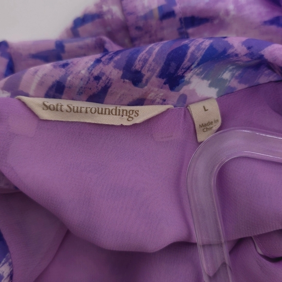 Soft Surroundings Adrie Top Purple Orchid Soft TieCollar Size Large - Picture 7 of 9
